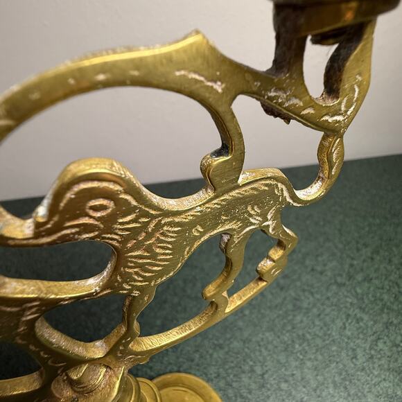 Vintage Brass Judaica Candelabra 3-Arm Lion of Judea Handmade NYC Decor - Picture 12 of 15